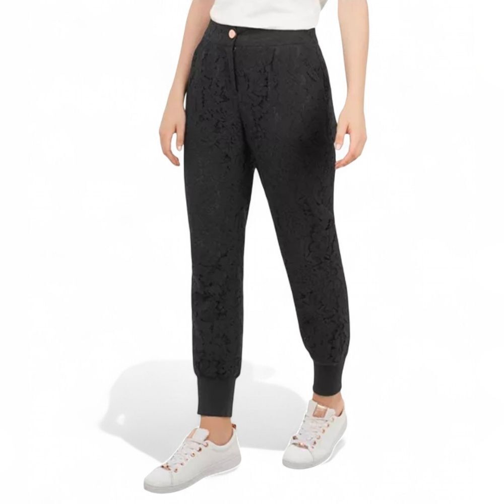 Ted Baker London NWOT Black Cylar Lace Jogger Pants Size 3 (US Medium)